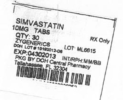 Label Image For 10mg (Simvastatin 10mg)
